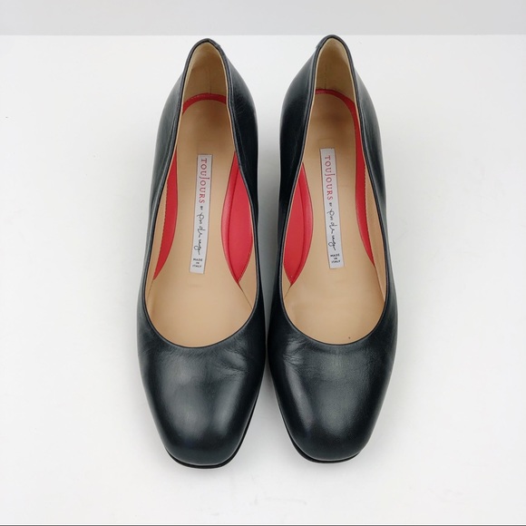 PAS DE ROUGE Leather Classic Low Block Heels - Picture 2 of 8